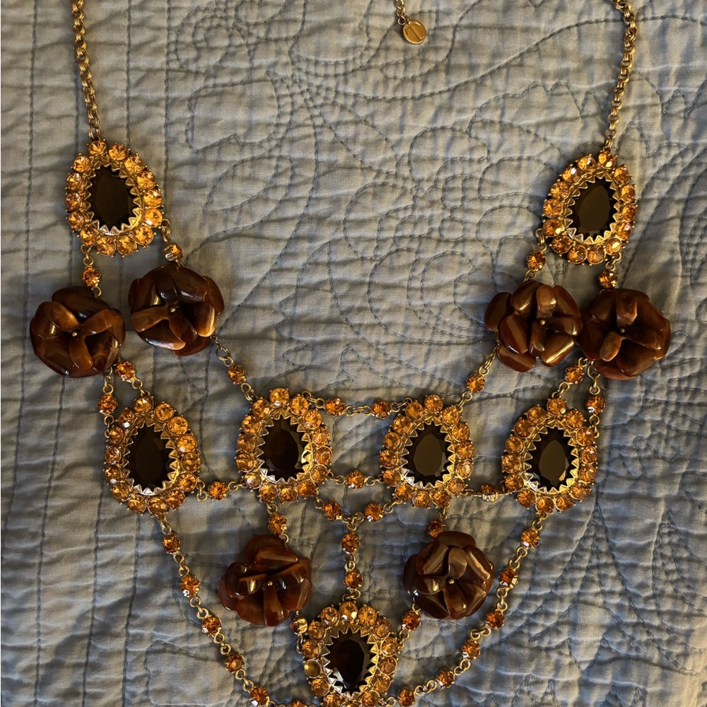 Talbots Gold and Brown Statement Necklace